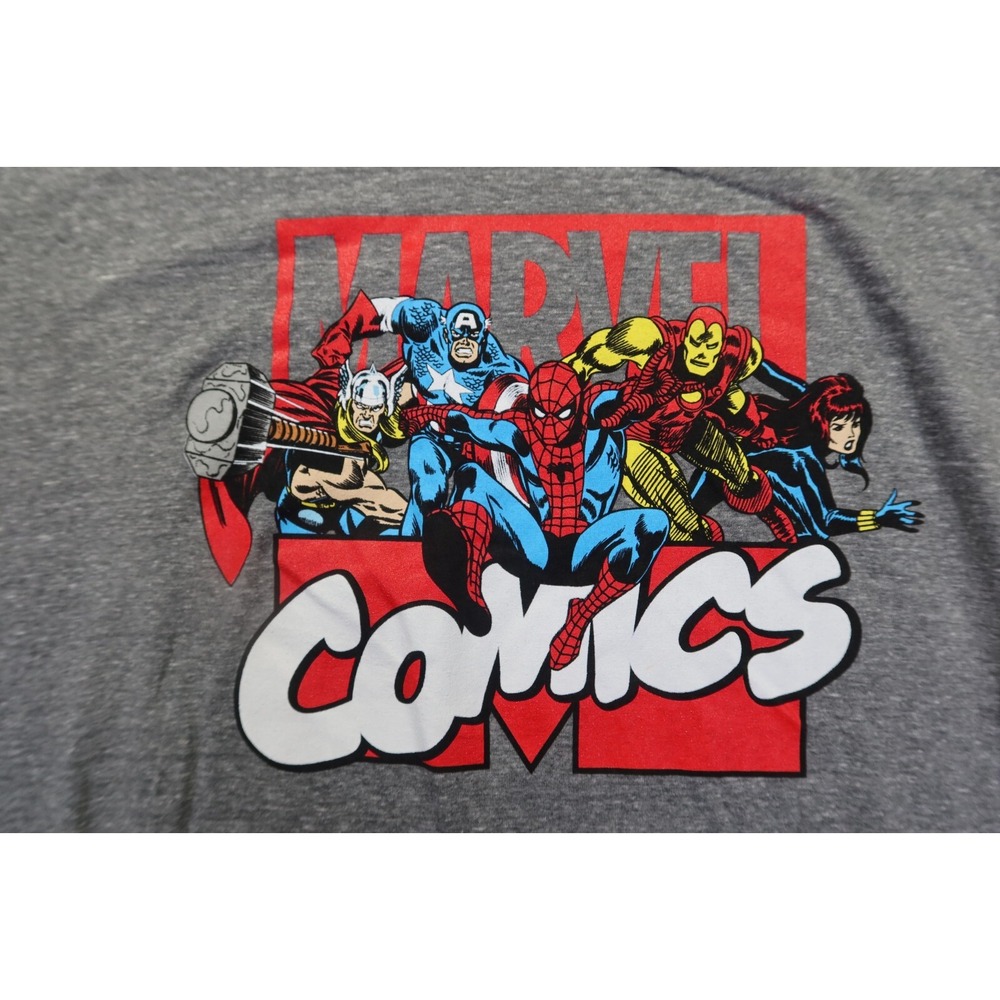 Marvel Comics Logo T Shirt 2XL‎ Gray Ironman Captain America Thor